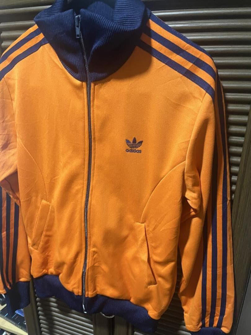 70s 80s adidas ジャージ オレンジｘネイビー トレフォイル