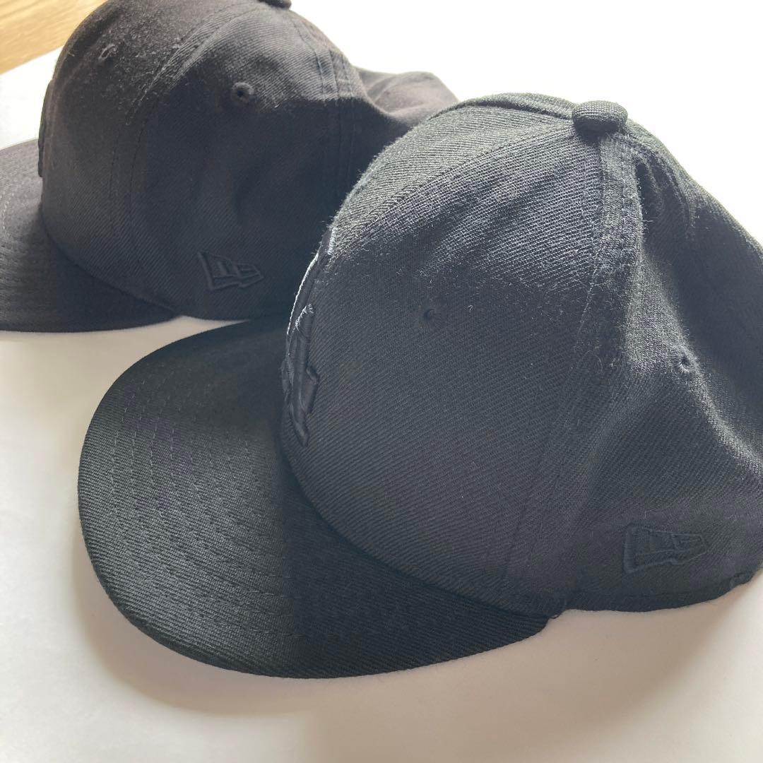 【中古】MLB ドジャース キャップ 2個セット黒/黒 7 3/4と6 1/2