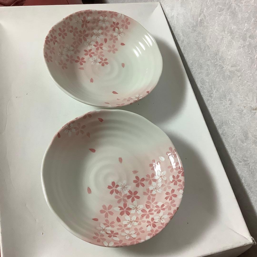 宇野千代　食器　4種10枚　昭和レトロ　取り皿　中鉢　大鉢　桜　ピンク　ブルー