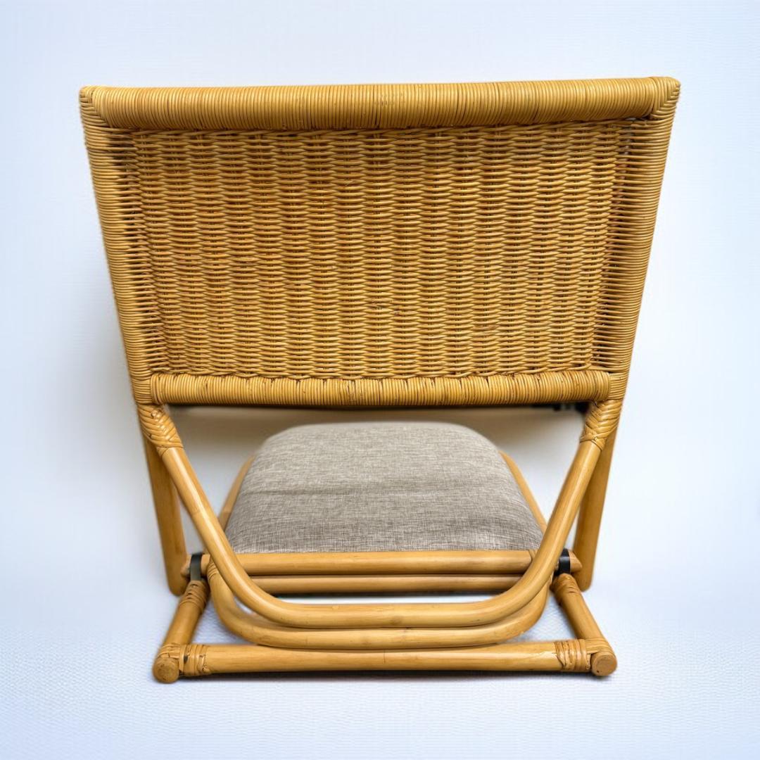 2脚セット【新品】折りたたみ座椅子 ラタン クッション付 籐家具　アウトレット