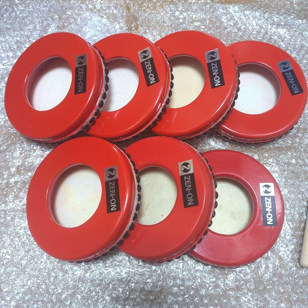 【未使用】ZEN-ON　エイサー用パーランク７個セット　直径15cm 　バチ付
