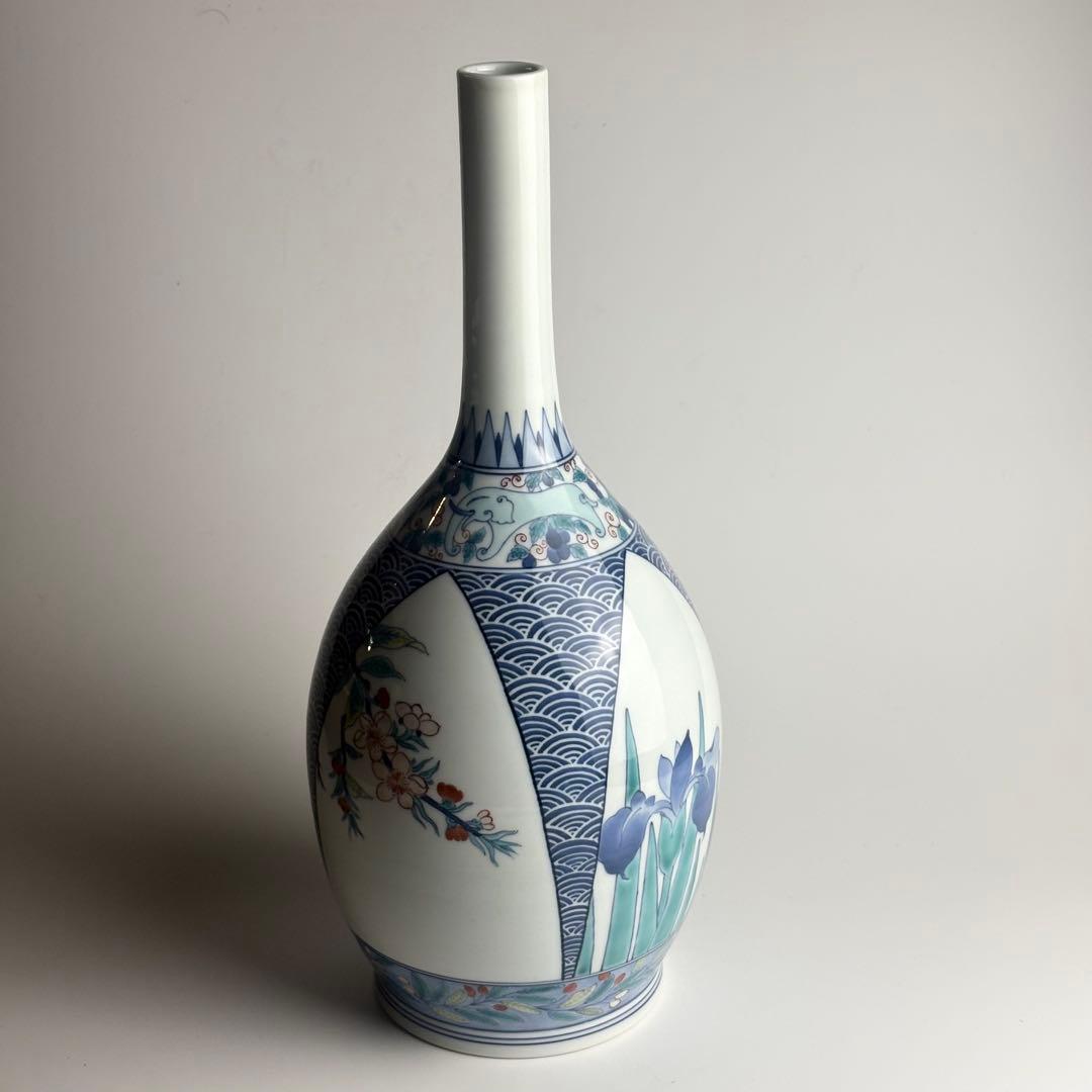 鍋島焼 阪井茂治作 花瓶 花器 共箱 壺 陶磁 花生 飾壺 古美術品