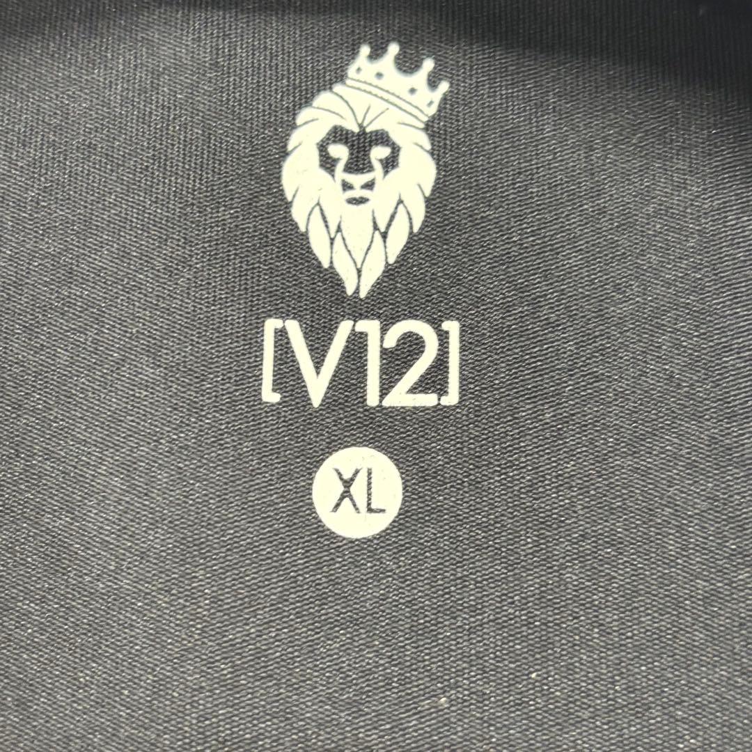 【極美品】V12 ハーフジップ モックネックシャツ 黒 XL ゴルフ バックロゴ