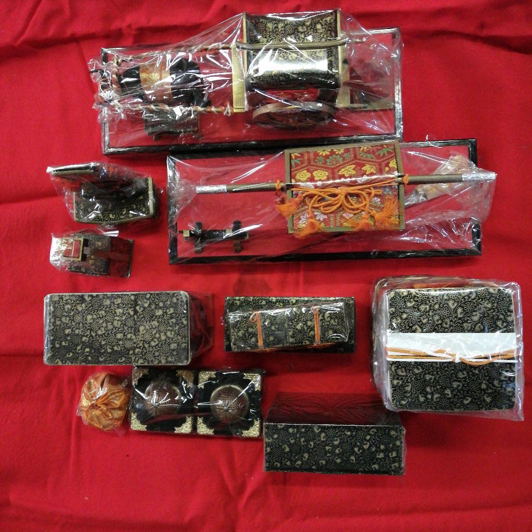 雛人形用道具飾り８点セット プラ製 金箔蒔絵装飾　40号
