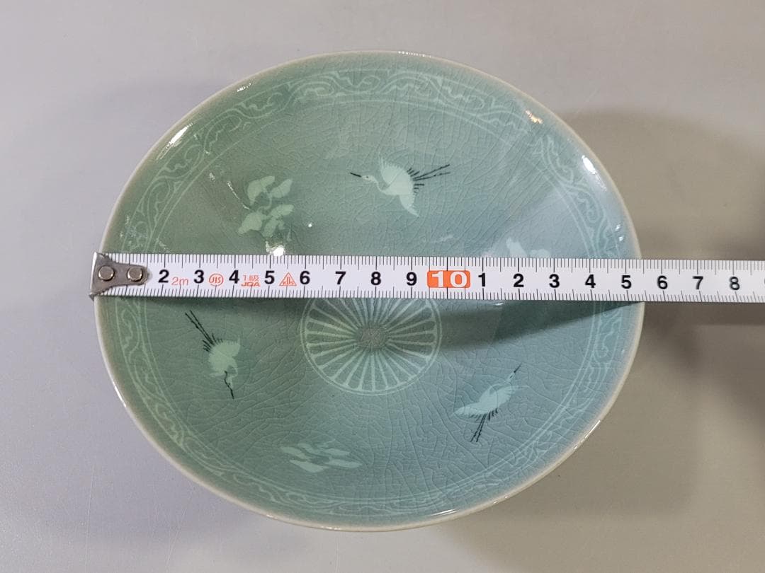 高麗 青磁 雲鶴 茶碗 美品 PR034