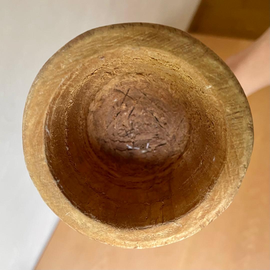 アフリカ製のキャンドルホルダー 高さ約81cm 木彫り一本木