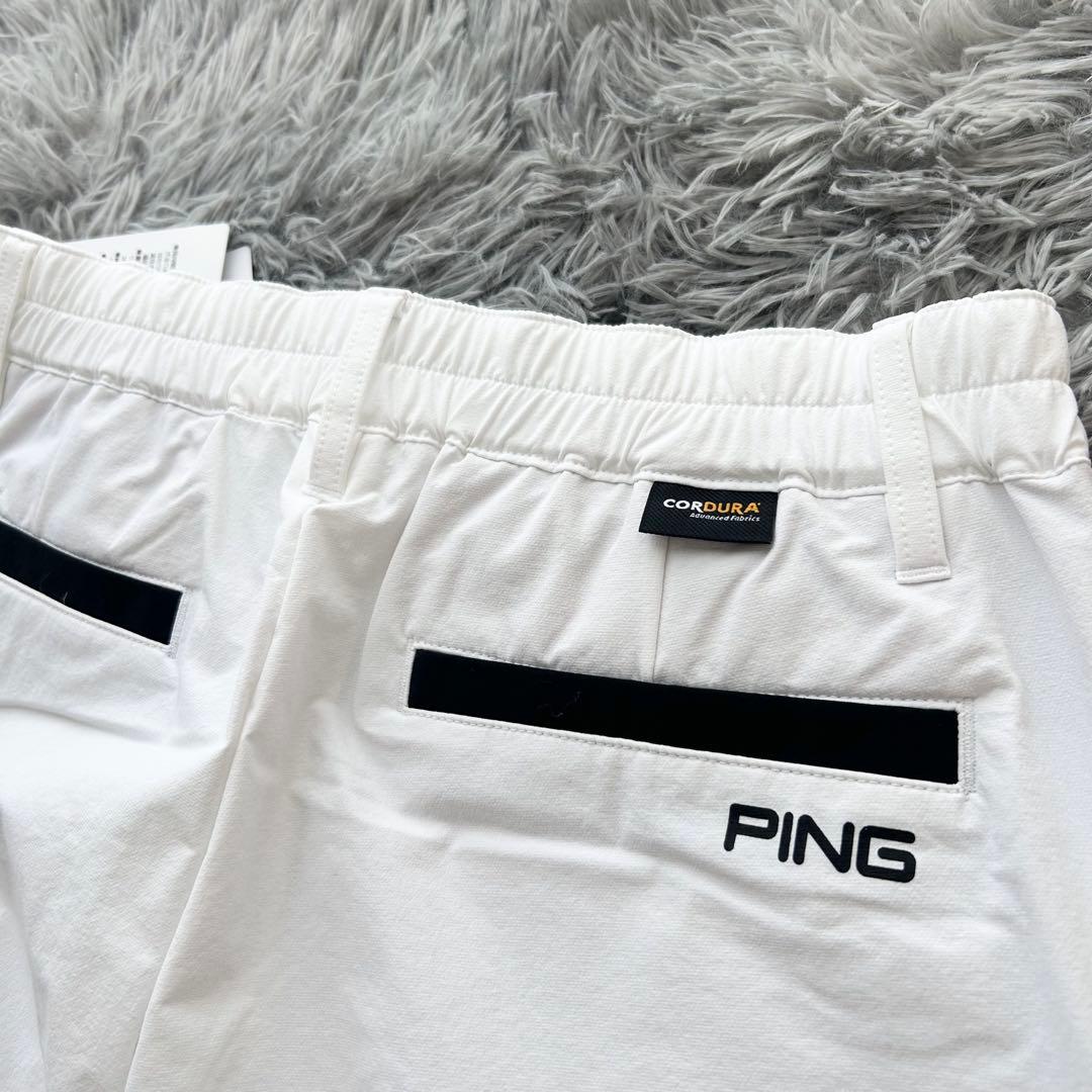 新品　PING ピン　セットアップ　半袖シャツ　ハーフジップ　パンツ　ホワイト
