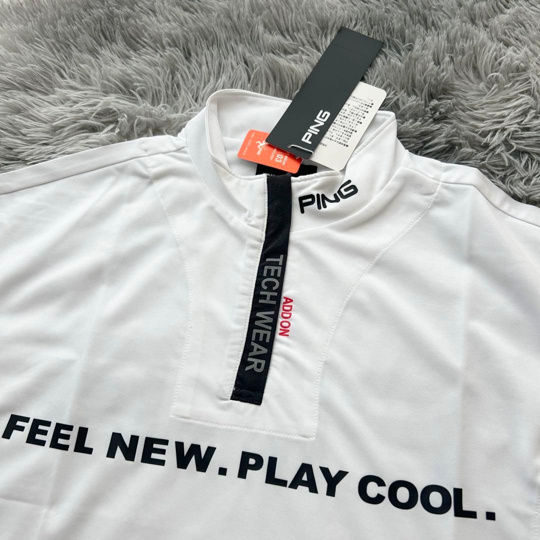 新品　PING ピン　セットアップ　半袖シャツ　ハーフジップ　パンツ　ホワイト