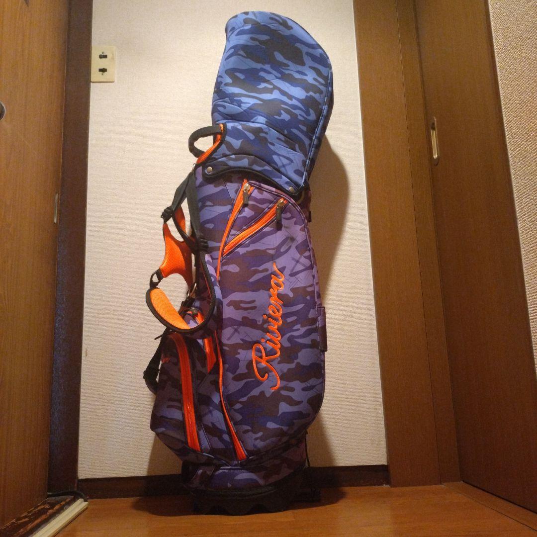リビエラ…迷彩柄キャディバッグ（青×オレンジ）