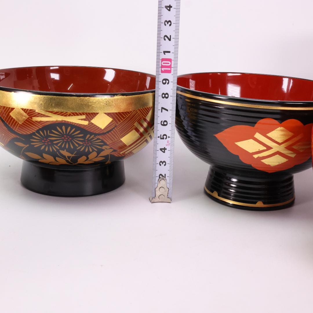 京都平安　象彦　楪子×5枚　 漆器　他社どんぶり　お椀　12点まとめ