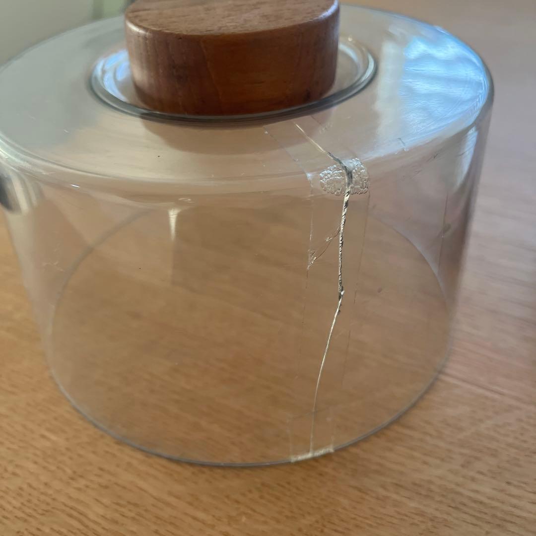 アクリルと木製のケーキドーム　北欧　チーク　アクリル