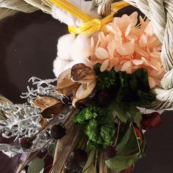 47自家栽培ドライ含むしめ飾り しめ縄 松飾り 正月 注連 プリザーブド