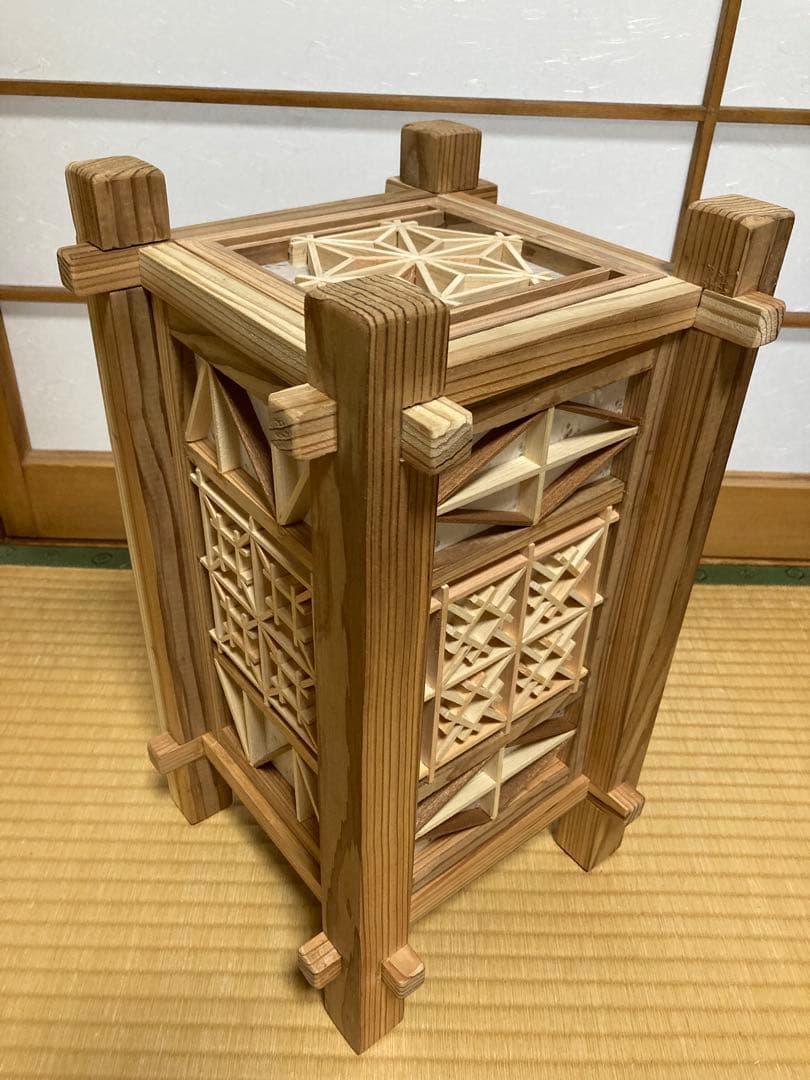 組子行燈　木製フロアスタンド
