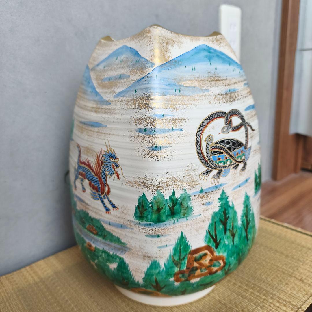 金箔装飾の陶器花瓶　三代目斎藤雲楽　京清水焼伝統工芸士