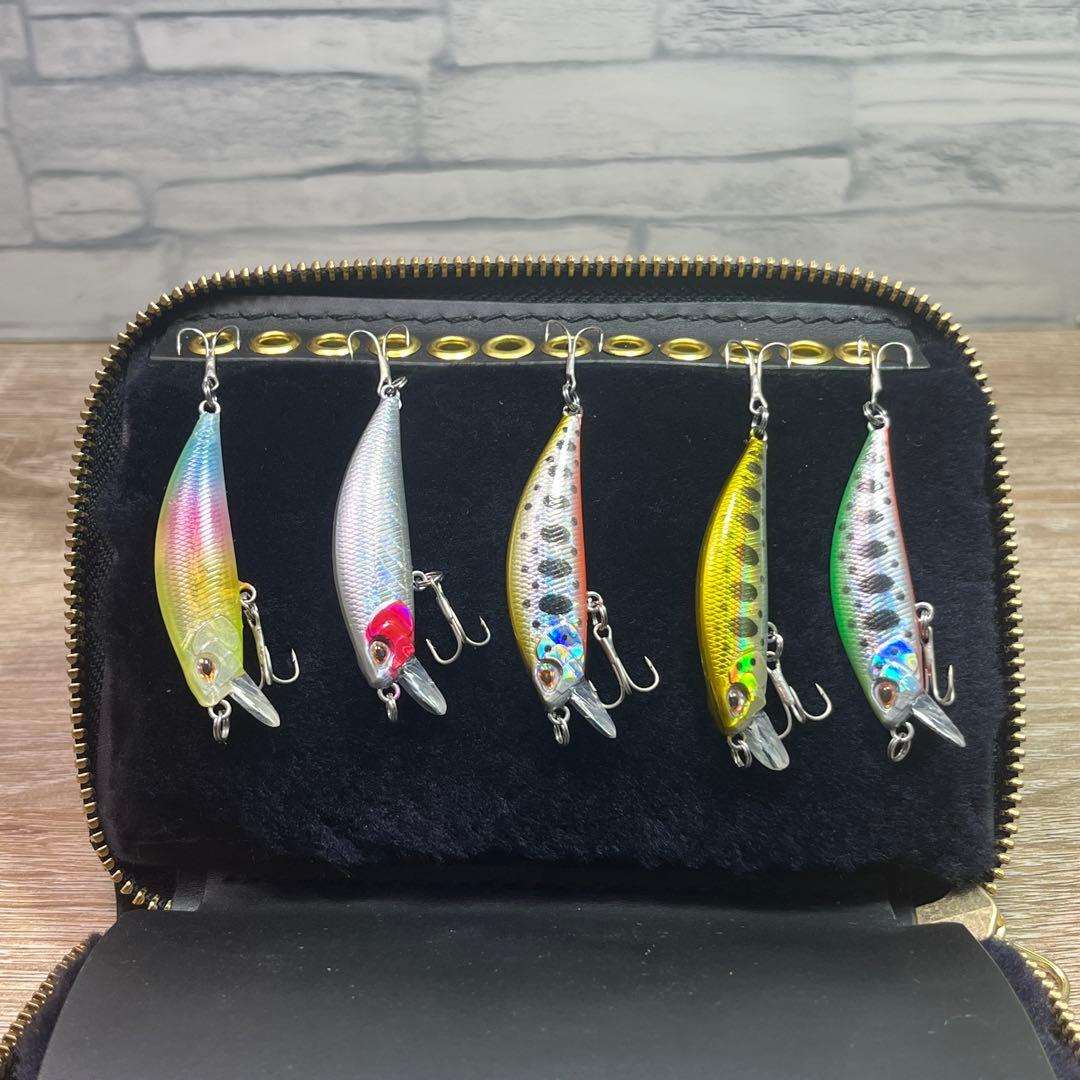 ルアーワレット　本革レザー　手染めアンティークグリーン　ハンドメイド　渓流