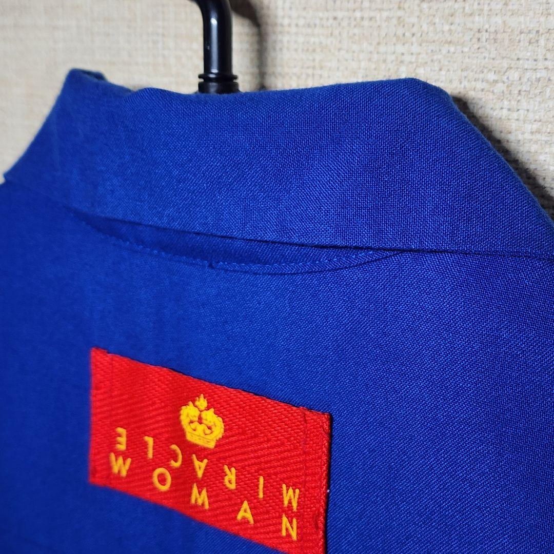 【希少】ミラクルウーマン ボーリングシャツ ロカビリー ピンクドラゴン ブルー