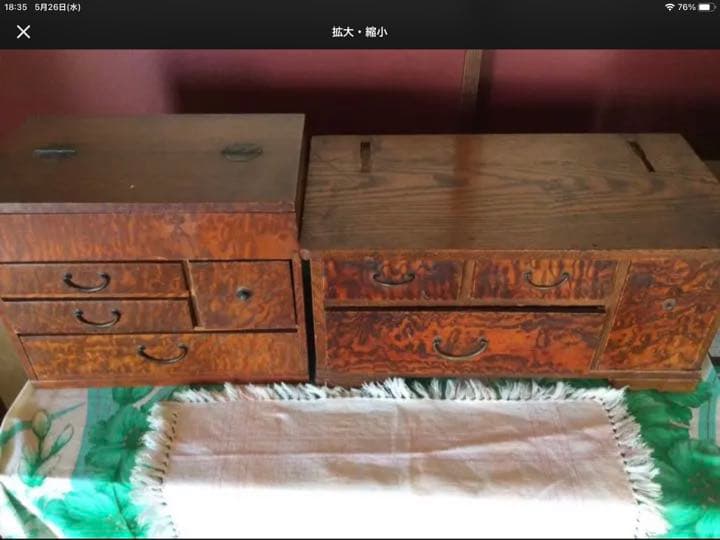 アンティーク家具　針箱 & 鏡台(鏡無し) 桑材