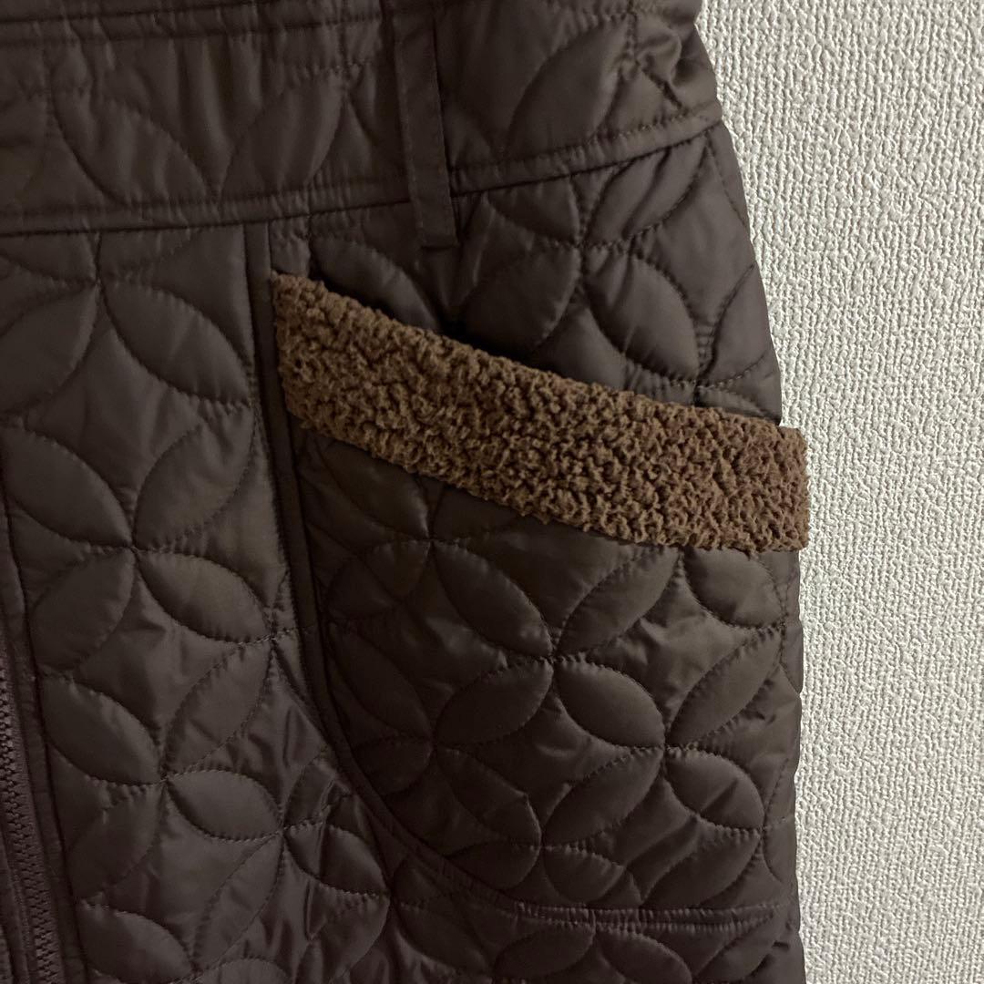 JUN&ROPE リバーシブル中綿ワンピース　ロングベストL ボア　キルティング