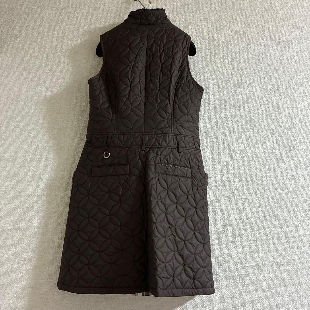 JUN&ROPE リバーシブル中綿ワンピース　ロングベストL ボア　キルティング