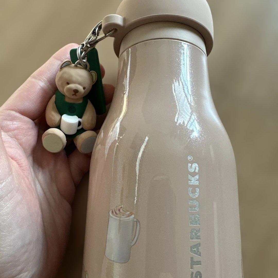 スタバ　ジェラピケ　ベアチャーム付きステンレスボトル　モカベージュ　新品