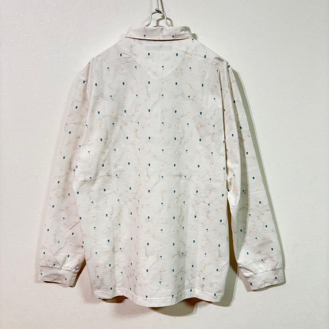 【TravisMathew】新品　プリント長袖ポロ　ゴルフ　メンズＸＬ　ホワイト