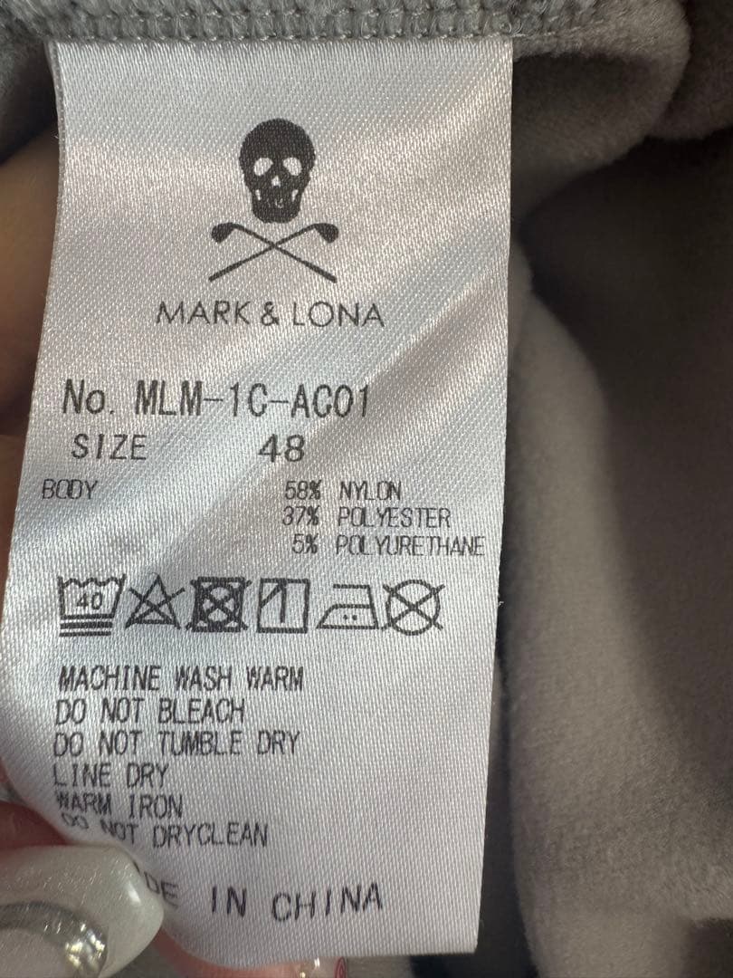 MARK&LONA ハーフジップ 裏起毛　ゴルフ ホワイト　サイズ48