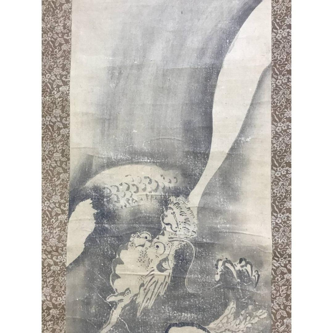 複製/雪舟/昇龍/雲龍/工芸品/掛軸/名家伝来/AK-739