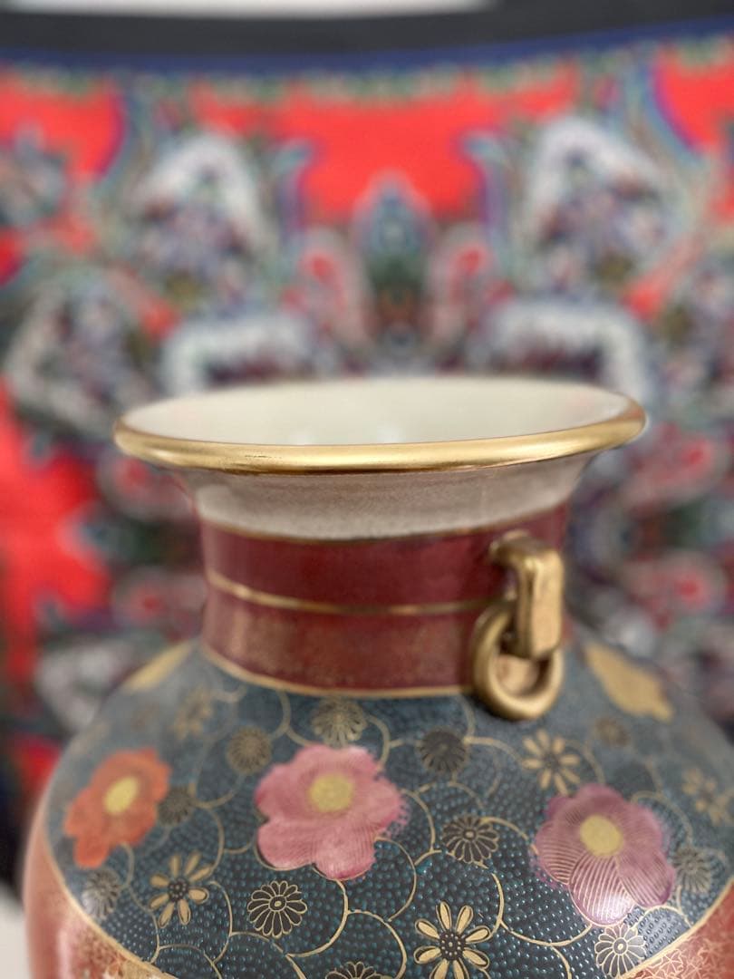 手描き陶器 花瓶 中型