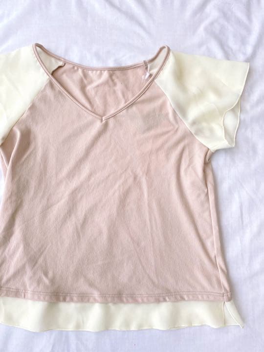 ラスト1 新品 チャコット バレエ★ シフォン切替えデザイントップス 薄ピンク
