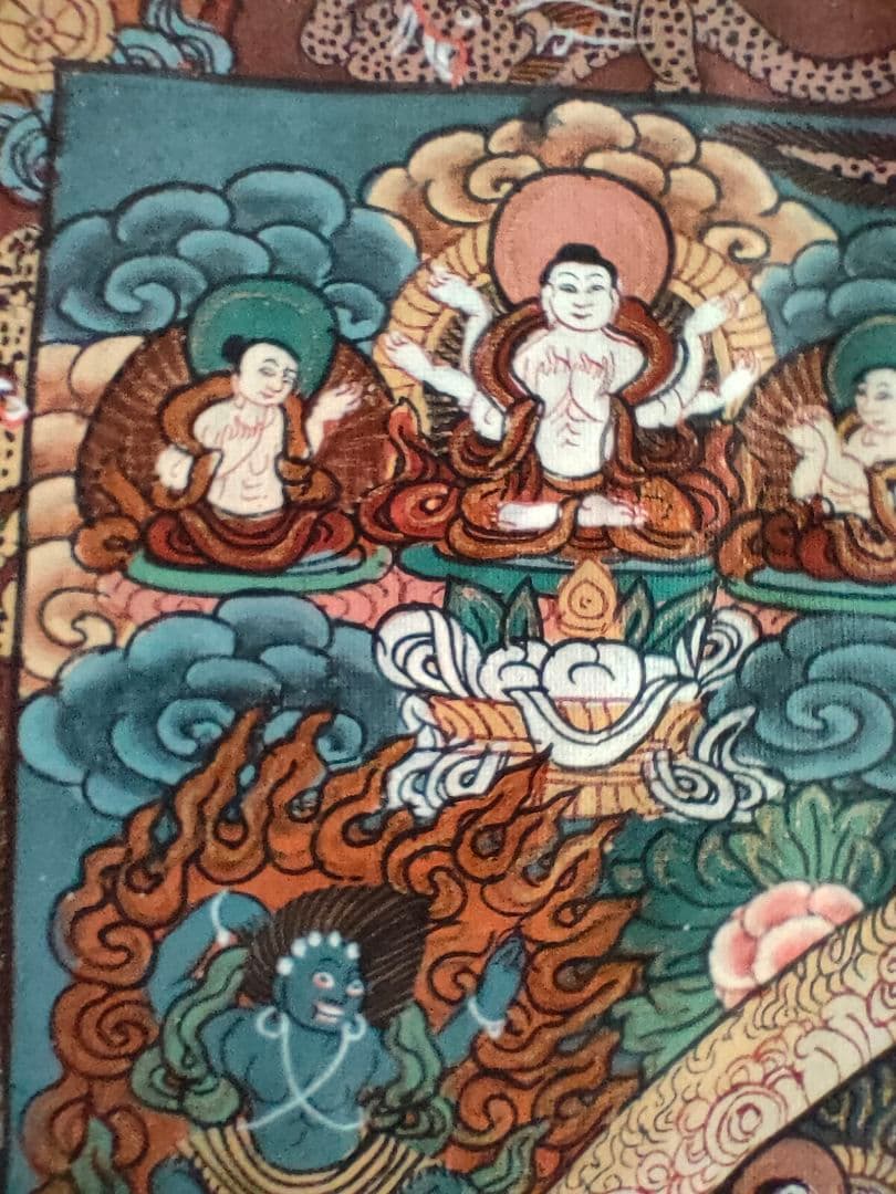 ●チベット仏教 曼荼羅 タンカ 肉筆 ヤブユム 忿怒尊仏画細密画額装ネパール美術