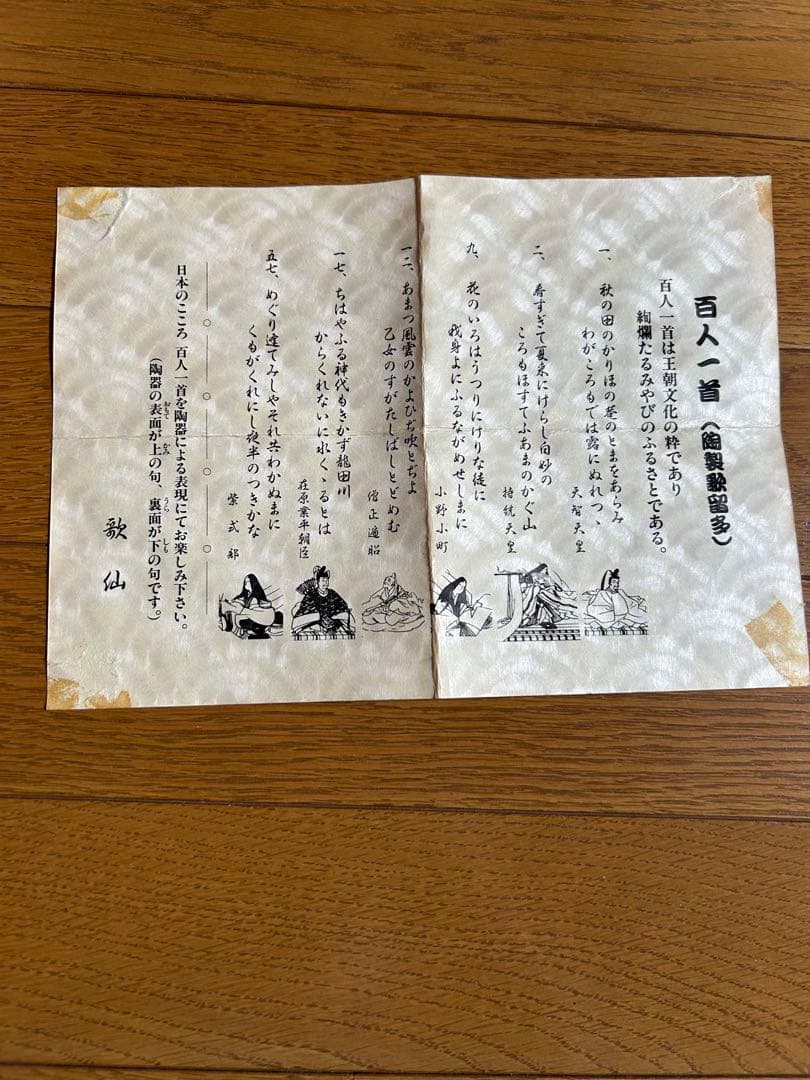 百人一首絵柄皿 6枚セット 収納箱付き