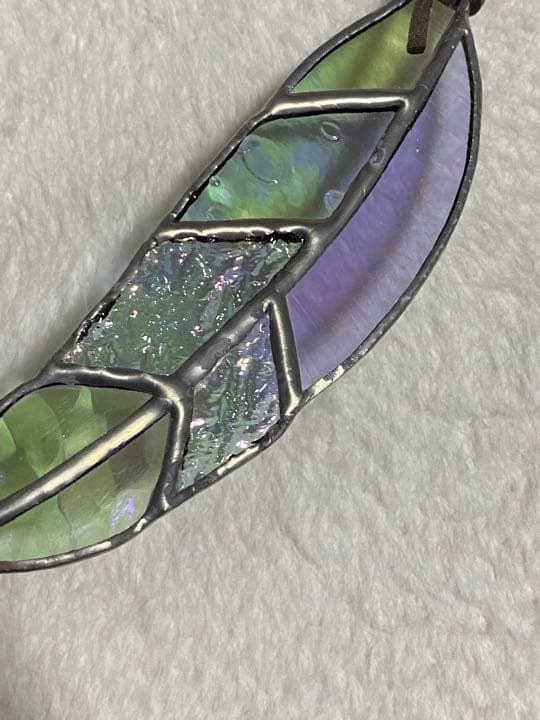 indigo glass インディゴグラス フェザー 羽 ステンドグラス 2点