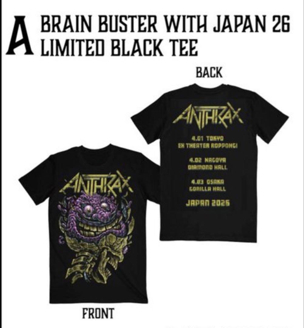 M アンスラックス ジャパンリミテッドブラックTシャツ 2026来日公演グッズ