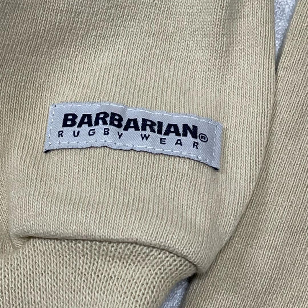 90s BARBARIAN カナダ製 ラガーシャツ 単色 無地 ロゴ入り