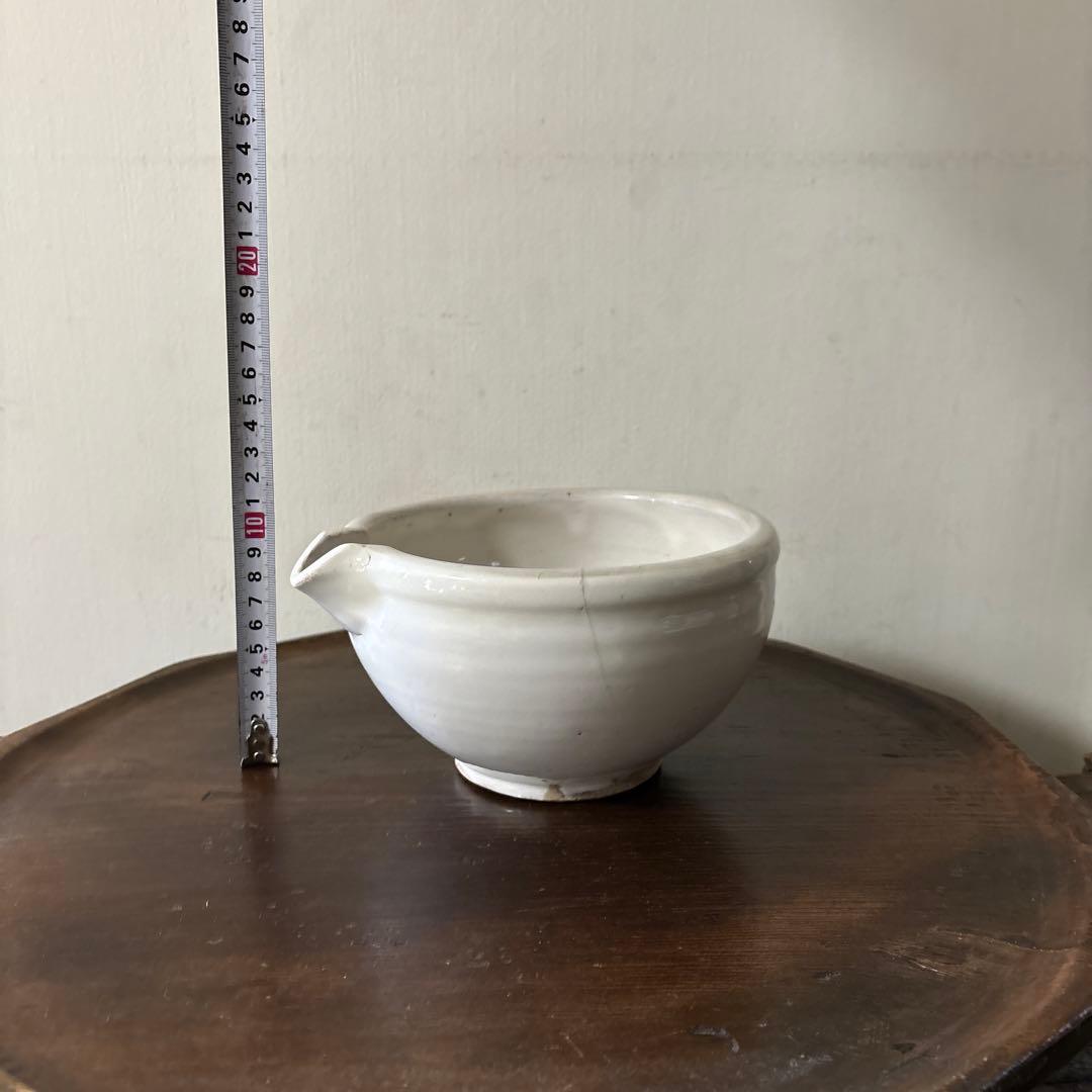 東北民窯　平清水焼　片口その②白釉　花器　こね鉢　白磁　骨董アンティーク　検李朝