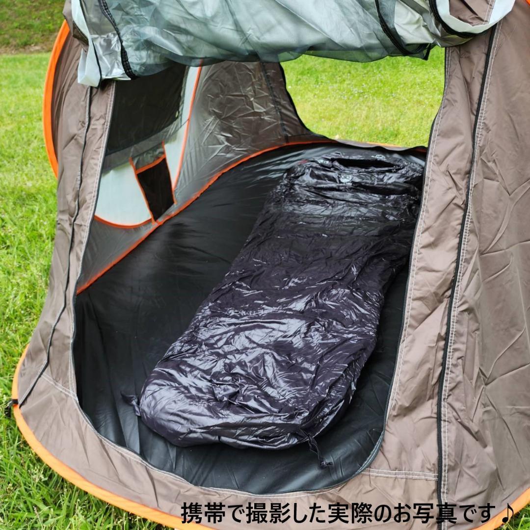 アウトドア　防水　グース　ダウン　マミー型 寝袋　シュラフ ブラック　1000g
