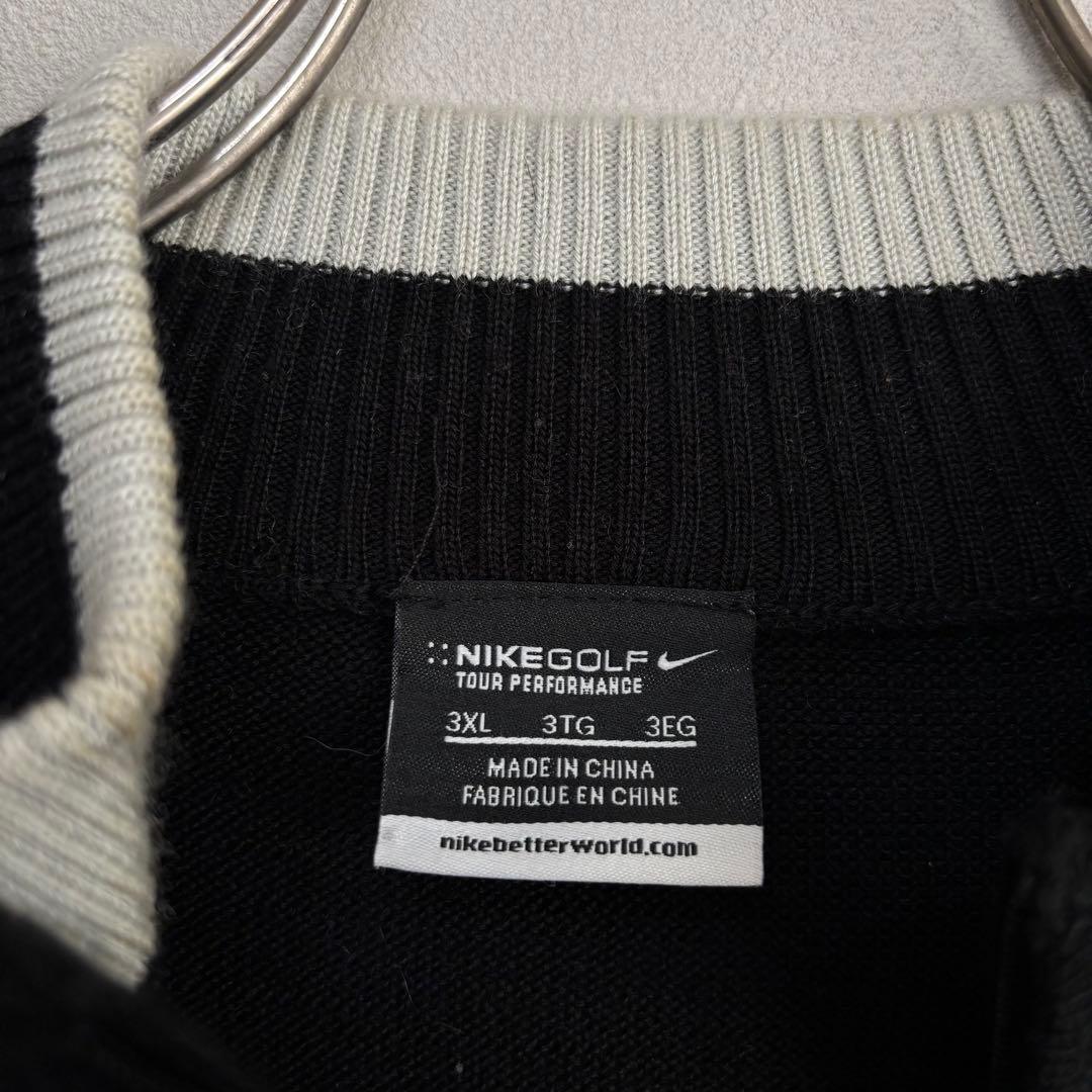 ナイキ NIKE golfゴルフ ハーフジップ セーター ニットダイヤ柄 3XL