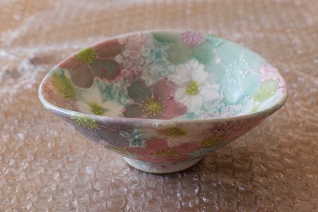 野村晃子　花柄皿　器　ゆずりは工房