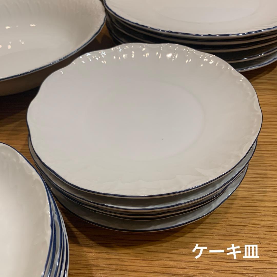 fancy CHINA 食器セット 31点 白 青縁 レトロ　大人数　パーティー