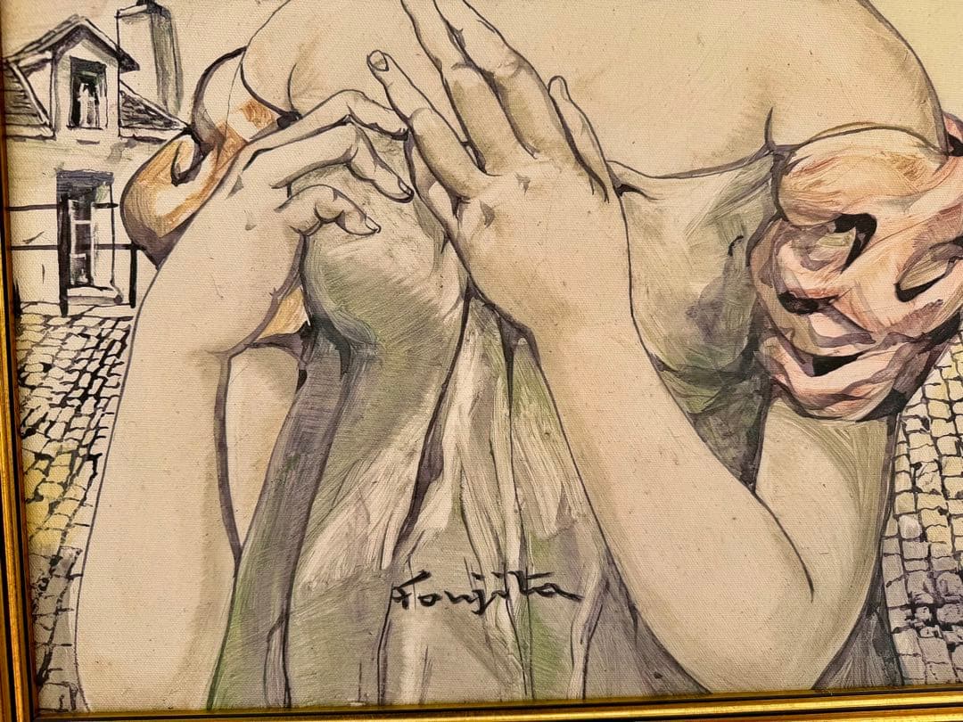 藤田嗣治「少女」複製画 額装 少女像 Foujitaインテリアアート #N2