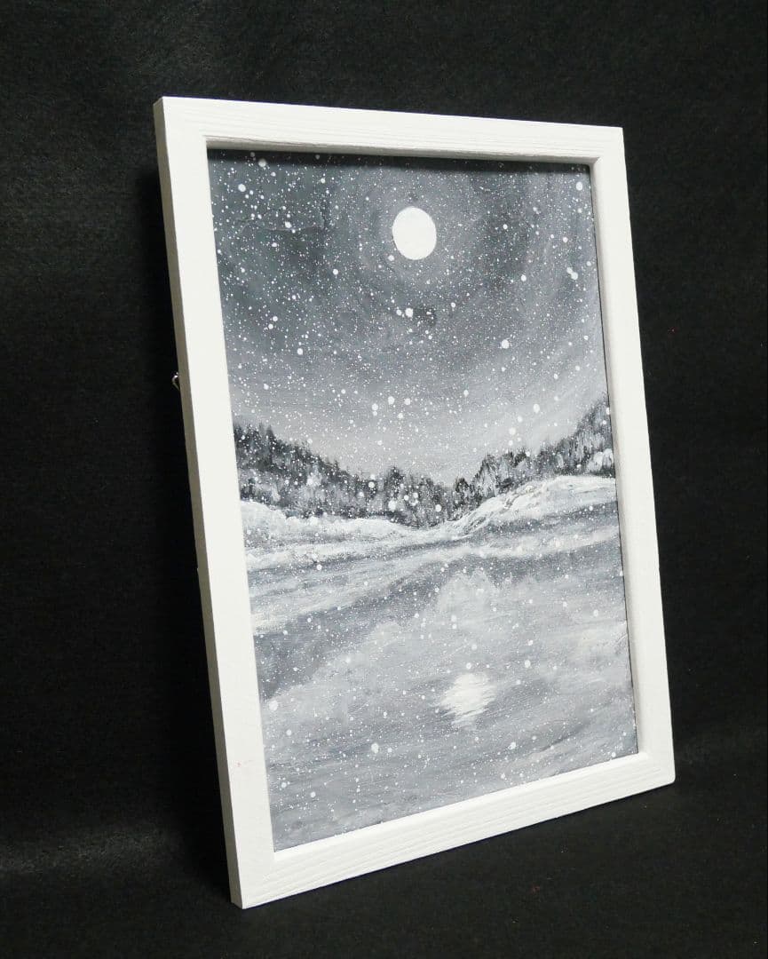 油絵 油彩 油彩画 絵 絵画 【白黒の雪景色】