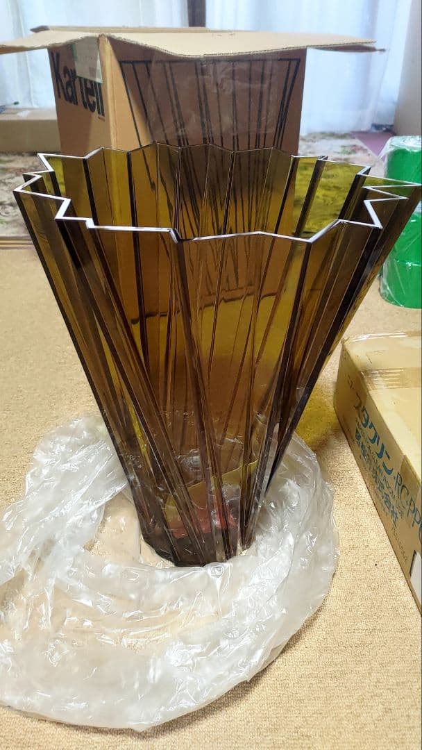 未使用 Kartell 花瓶 44cm 大型 イエロー系 フラワーベース
