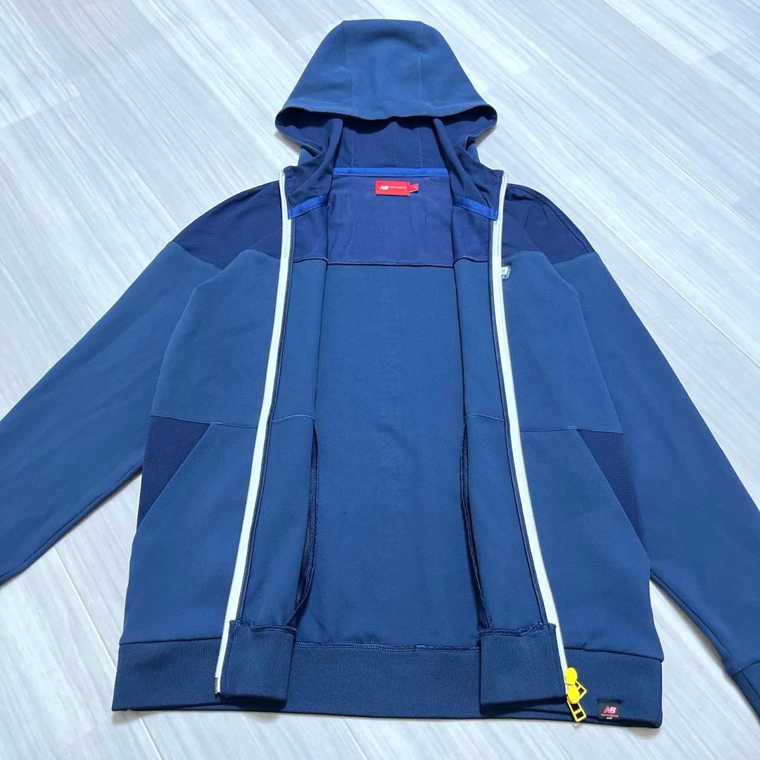 美品★New Balance Golf★肩メッシュジップパーカーメンズ5紺