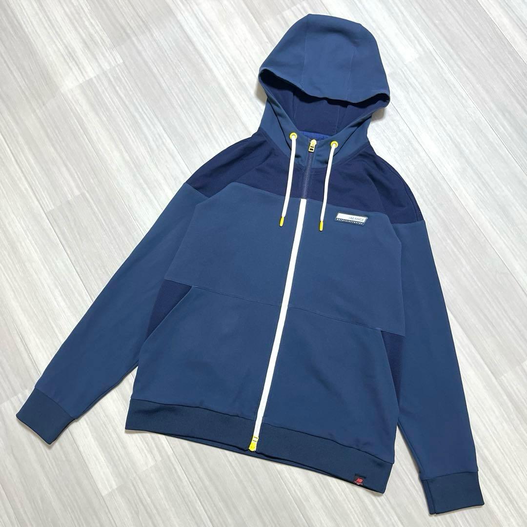 美品★New Balance Golf★肩メッシュジップパーカーメンズ5紺
