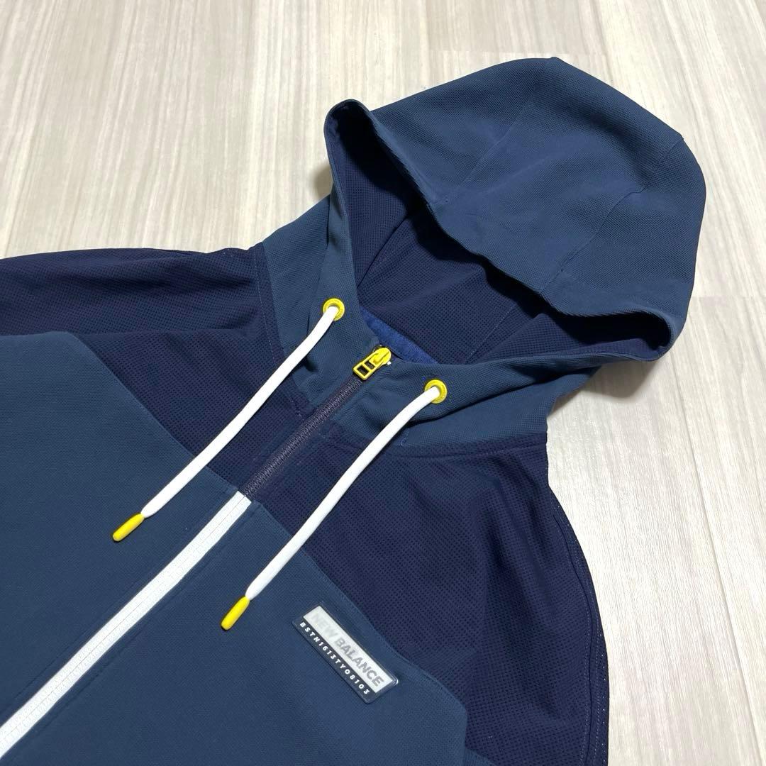 美品★New Balance Golf★肩メッシュジップパーカーメンズ5紺