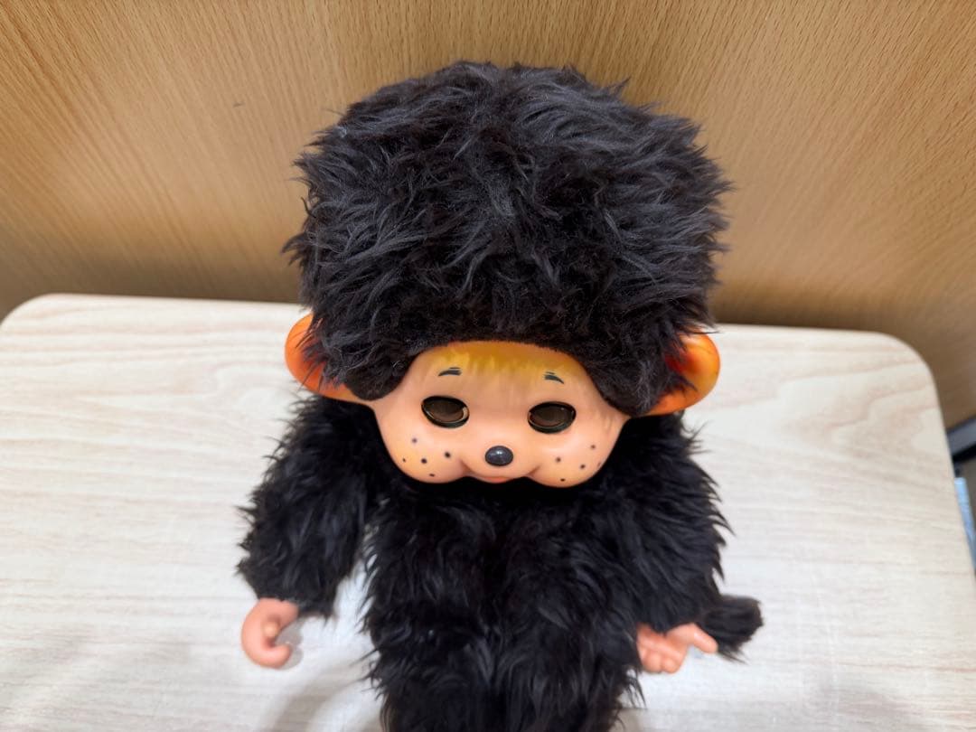【昭和レトロ】モンチッチ ぬいぐるみ スリープアイ 黒毛 お座り 当時物