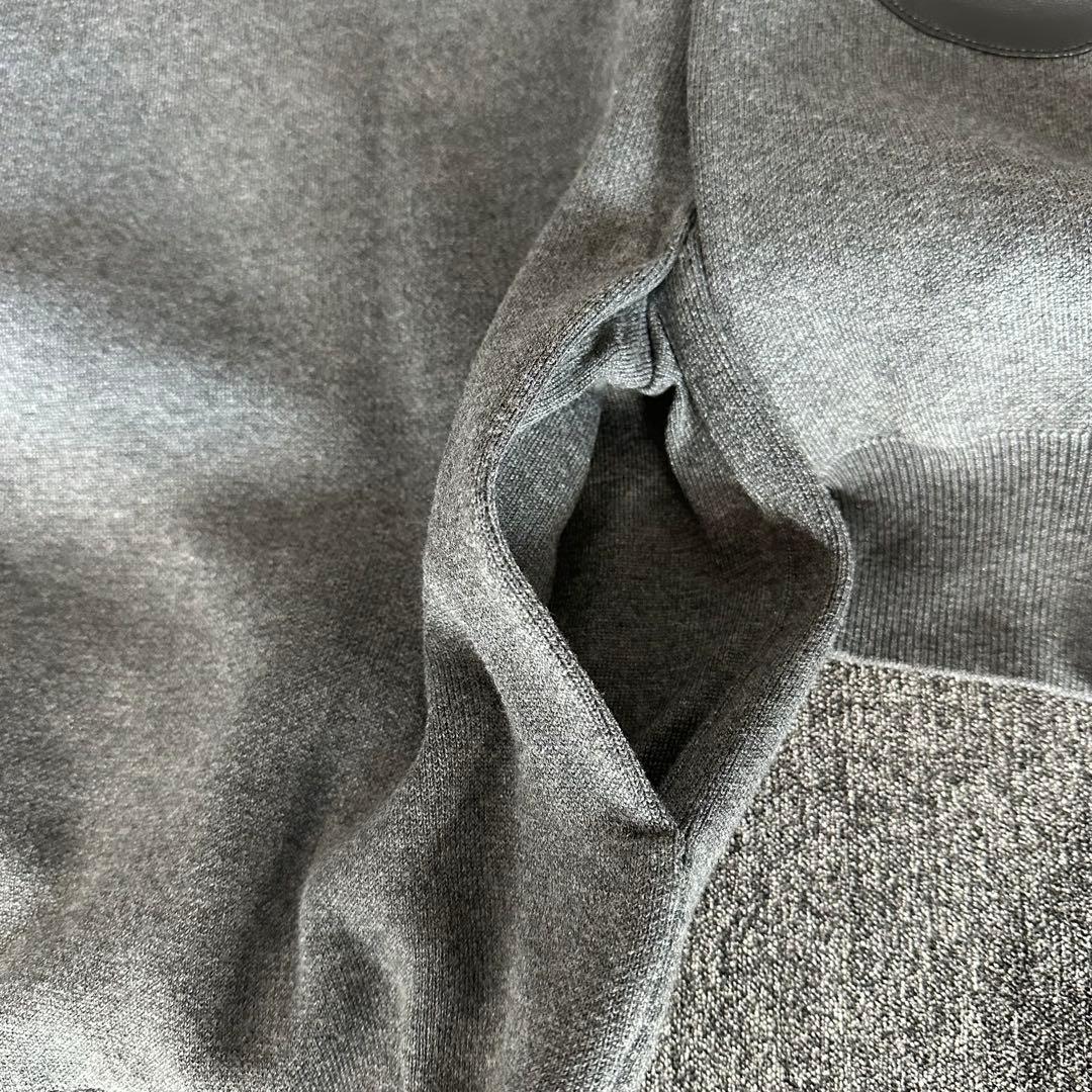 グレー スウェット セーター レザーエルボーパッチ