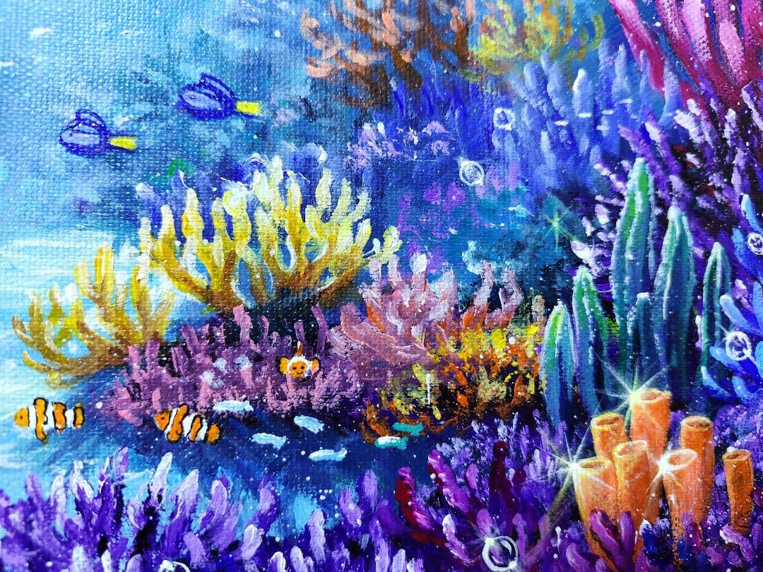 M*i様 【海中世界】アクリル画 F3 風景画 絵画