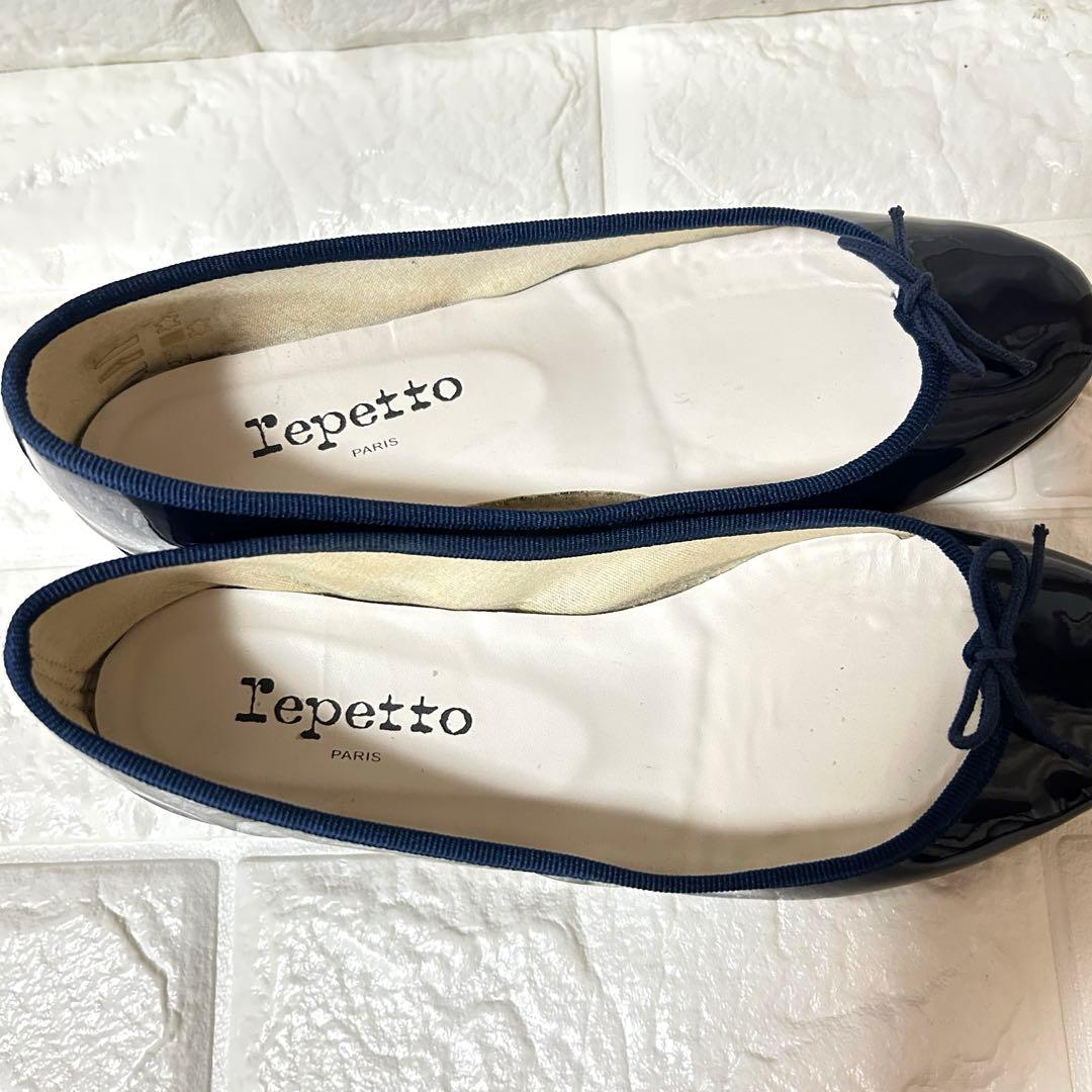 repetto ダークネイビー エナメル バレエシューズ　38 （24cm）