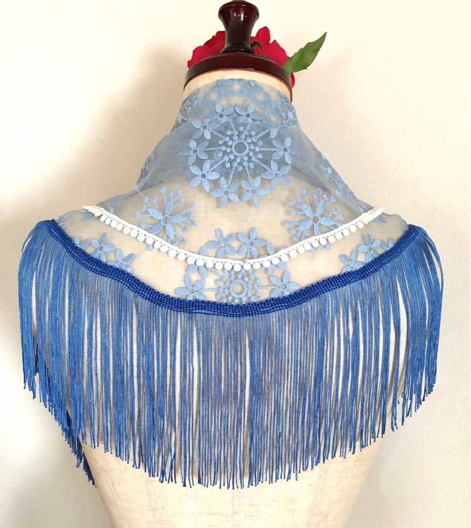 フラメンコ 衣装 シージョ 花柄刺繍 ブルー系